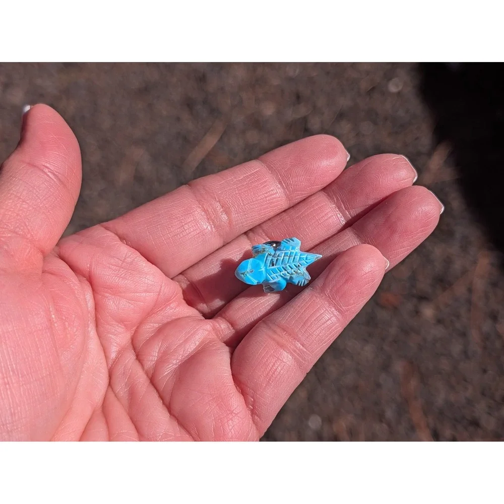 Navajo Kingman Turquoise Horned Lizard Tie Tac Hand Carved‎ Chris McCabe **